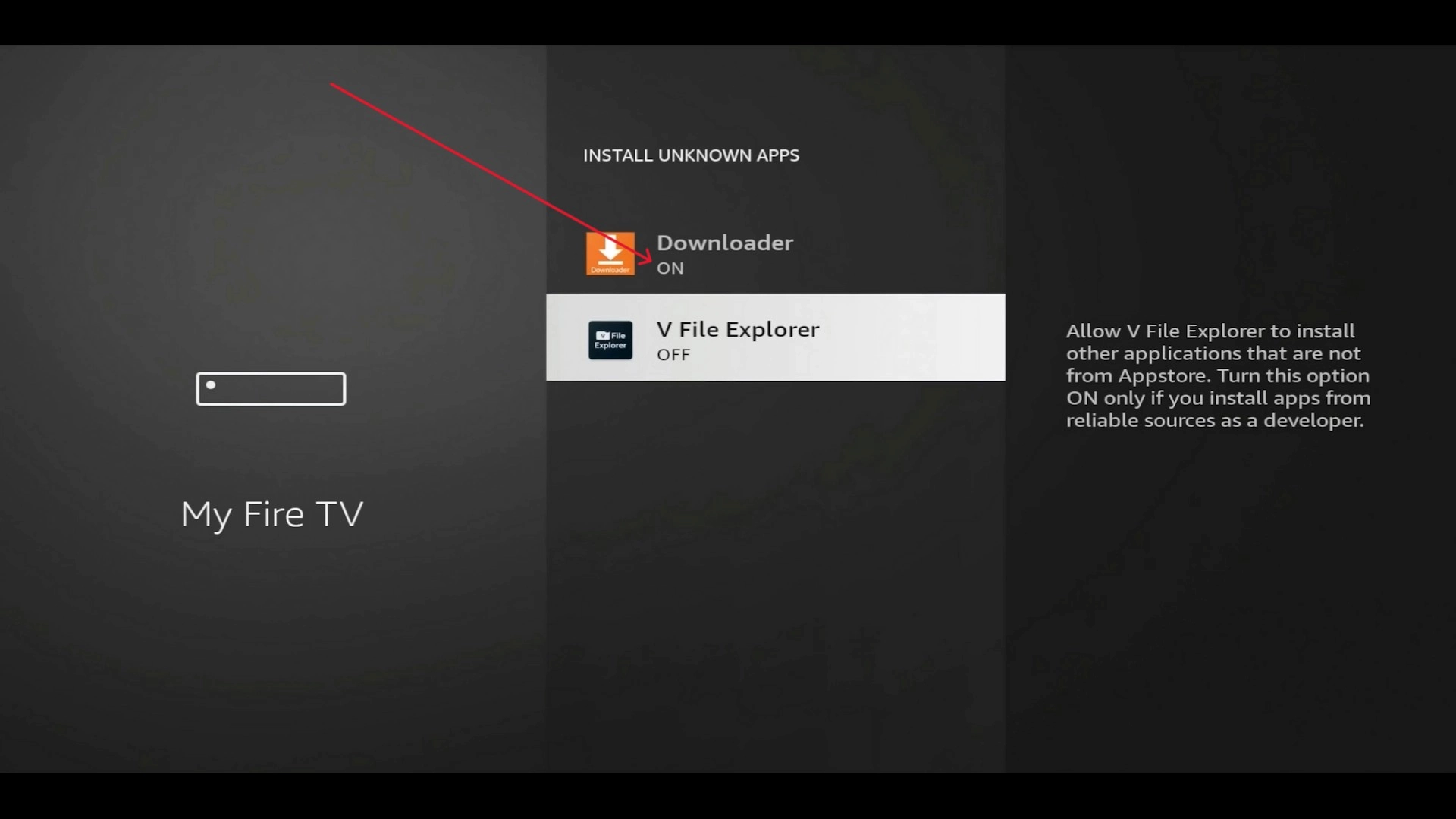 Downloader enabled under Install Unknown Apps