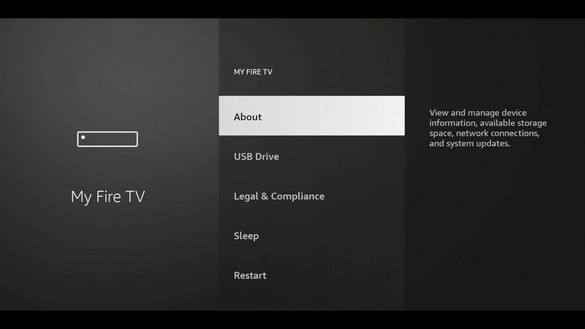 About option in Firestick My Fire TV settings