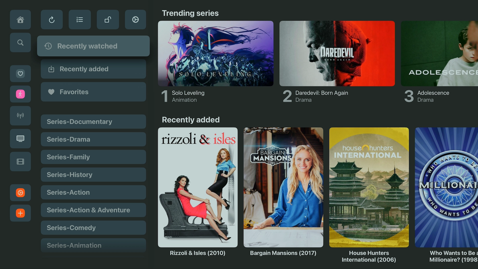 TV series interface in UHF Love Your IPTV