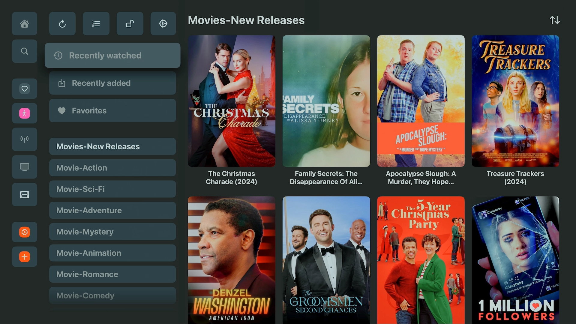 Movie library displayed in UHF Love Your IPTV