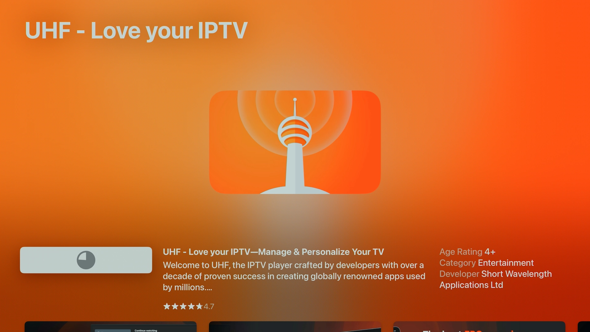 Downloading UHF Love Your IPTV from the Apple App Store